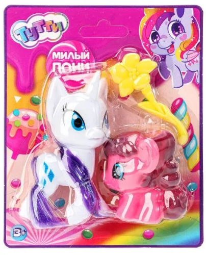 Набор пони тутти пластиковые 2шт 8см/6см расческа Y2306Z0484-2-RU